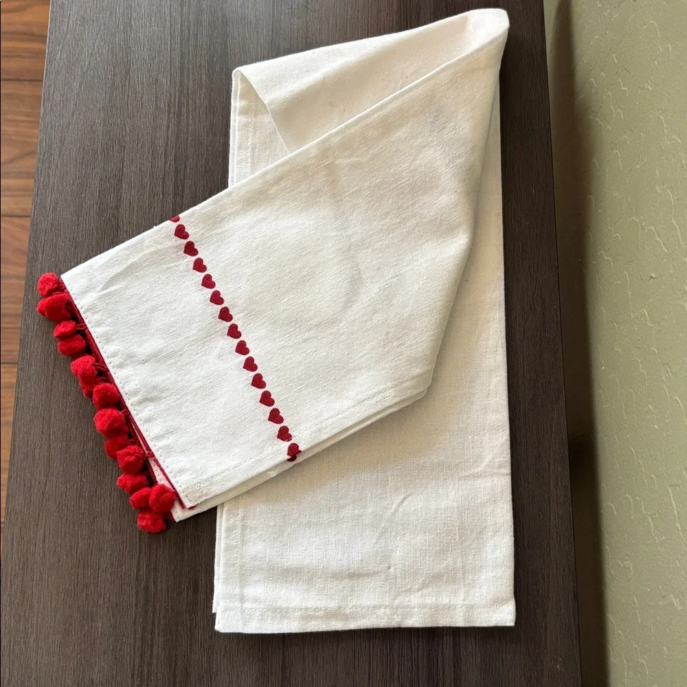Hello‎ Valentine Gnome with Pom Poms Kitchen Dish Towel NWOT